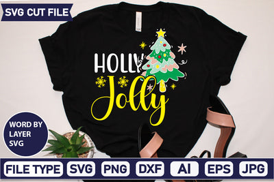 Holly Jolly Svg cUT file,SVGs,quotes-and-sayings,food-drink,mini-bundles,print-cut,on-sale, SVG DesignPlante 503 