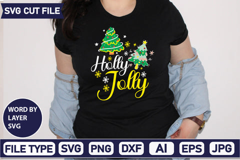 Holly Jolly Svg Cut File,SVGs,quotes-and-sayings,food-drink,mini-bundles,print-cut,on-sale, SVG DesignPlante 503 