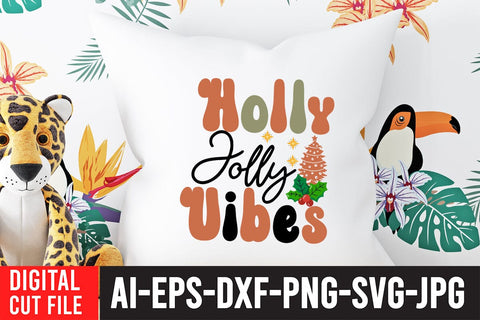 Holly Jolly Vibes-01 SVG Cut File SVG BlackCatsMedia 