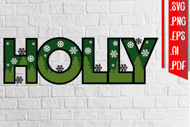 Holly Layered 3D Cut svg eps ai png files 3D Paper zafrans studio 