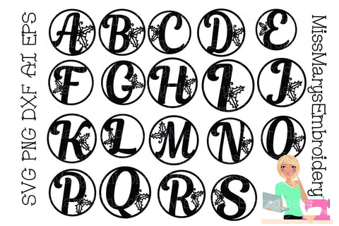 Holly Letters SVG MissMarysEmbroidery 