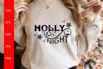 Holly Night Svg, Christmas Svg Free For Commercial Use SVG Sintegra 