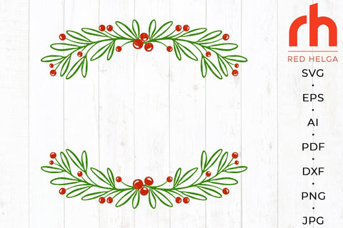 Holly Wreath SVG - Christmas Border Cut File SVG RedHelgaArt 