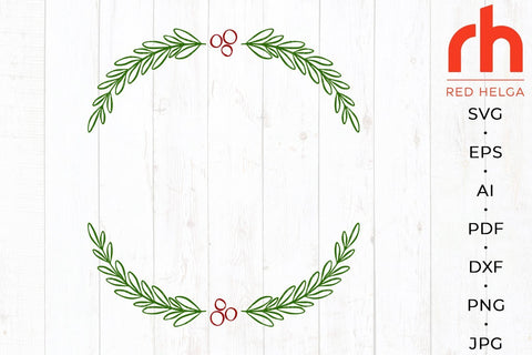 Holly Wreath SVG - Christmas Frame Cut File SVG RedHelgaArt 