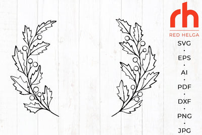 Holly wreath svg - Christmas wreath svg - Christmas border svg - Holly berry svg SVG RedHelgaArt 