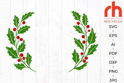 Holly wreath svg - Christmas wreath svg - Monogram Christmas frame svg - Christmas border svg - Holly berry svg SVG RedHelgaArt 