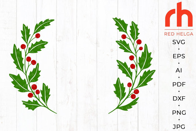 Holly wreath svg - Christmas wreath svg - Monogram Christmas frame svg - Christmas border svg - Holly berry svg SVG RedHelgaArt 