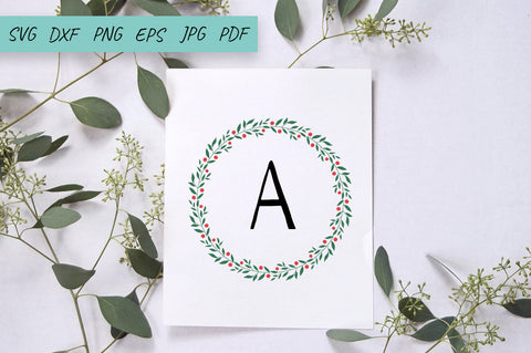 Holly wreath SVG, Christmas Wreath SVG Monogram DXF PNG SVG SVG Irina Ostapenko 