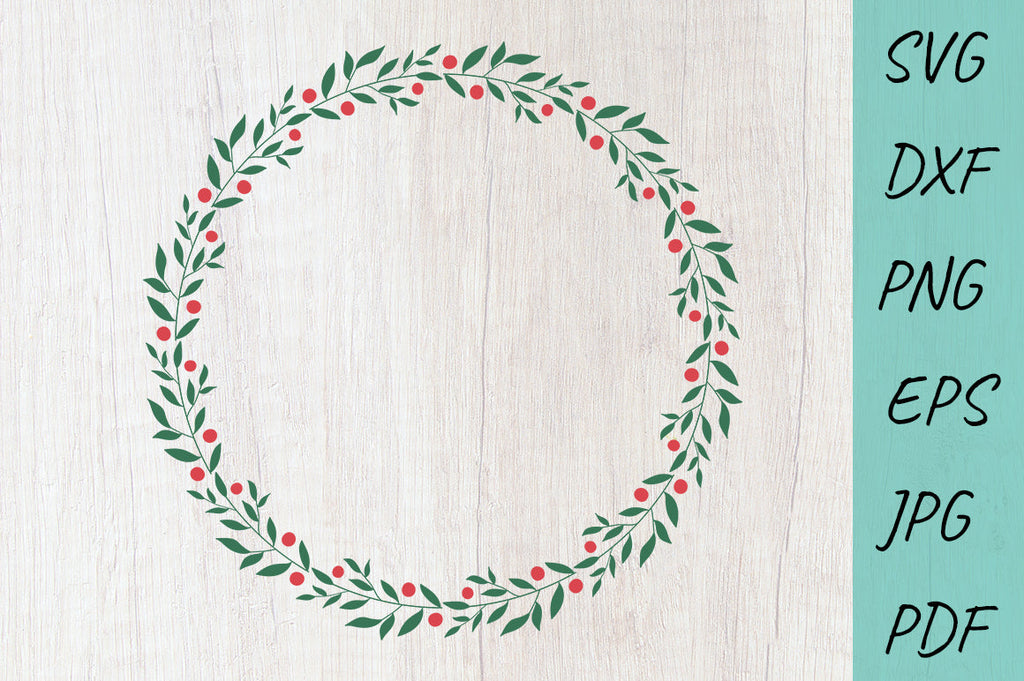 Holly wreath SVG, Christmas Wreath SVG Monogram DXF PNG SVG - So Fontsy