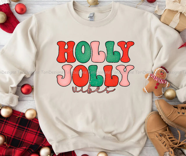 Holly Xmas Jolly Vibes PNG Sublimation Design Sublimation ToriDesigns 