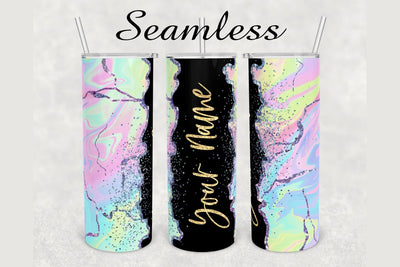 Holographic Glitter Agate Tumbler sublimation design 20 oz skinny tumbler wrap Sublimation BambinaCreations 