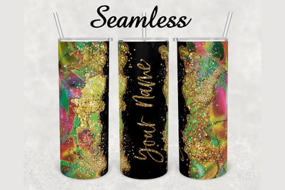 Holographic Gold Glitter Agate Tumbler sublimation design 20 oz skinny tumbler wrap Sublimation BambinaCreations 