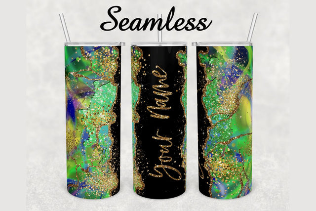 Holographic Gold Glitter Agate Tumbler sublimation design 20 oz skinny tumbler wrap Sublimation BambinaCreations 
