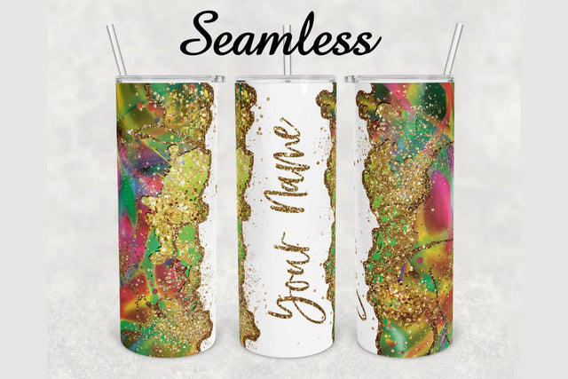 Holographic Gold Glitter Agate Tumbler sublimation design 20 oz skinny tumbler wrap Sublimation BambinaCreations 