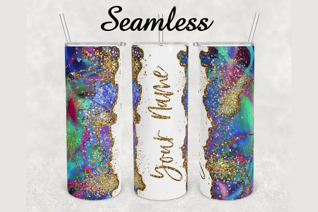 Holographic Gold Glitter Marble Tumbler sublimation design 20 oz skinny tumbler wrap Sublimation BambinaCreations 