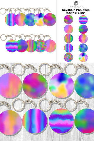 Holographic Gradient Keychain, Summer Keychain Sublimation Sublimation Natasha Prando 
