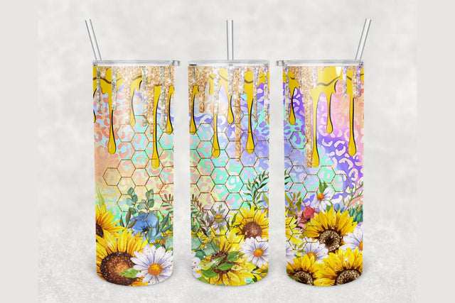 Holographic Honeycomb Floral Tumbler sublimation design 20 oz skinny tumbler wrap Sublimation BambinaCreations 