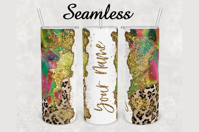 Holographic Leopard Glitter Marble Tumbler sublimation design 20 oz skinny tumbler wrap Sublimation BambinaCreations 