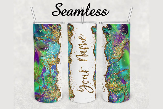 Holographic Watercolor Glitter Marble Tumbler sublimation design 20 oz skinny tumbler wrap Sublimation BambinaCreations 