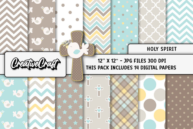 Holy Spirit Digital Papers, baptism backgrounds designs, first communion scrapbook Digital Pattern CreativeCraftShop 