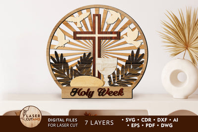 Holy Week Religious Cut Template Easter Multilayer Laser Cut Wood or Cricut, Paper Craft, 3D Designs SVG LaserCutano 