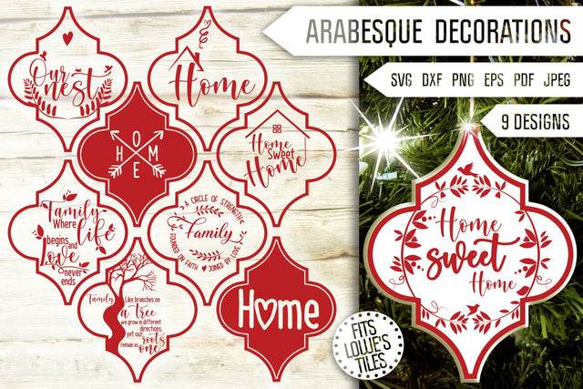 Home Arabesque Tile Ornament Svg Bundle. Family Bauble Svg. Christmas Decorations Svg. Home Sweet Home Svg. Lowe's Tile Dxf Eps Png Pdf SVG Mint And Beer Creations 