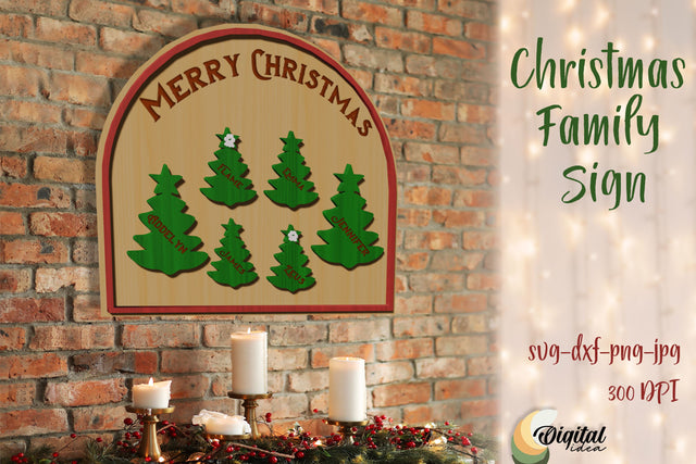 Home Decor SVG. Christmas Family Sign Laser Cut. Design 3D. SVG Evgenyia Guschina 