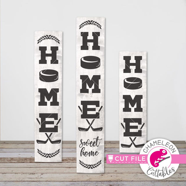 Home Hockey Porch Sign File - vertical SVG file for long door sign (3 sizes) SVG Chameleon Cuttables 