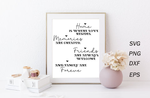 Home is where love resides memories are created, family quotes sign svg SVG MD mominul islam 