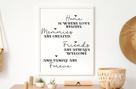 Home is where love resides memories are created, family quotes sign svg SVG MD mominul islam 