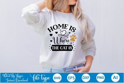 Home Is Where The Cat Is SVG SVGs,Quotes and Sayings,Food & Drink,On Sale, Print & Cut SVG DesignPlante 503 