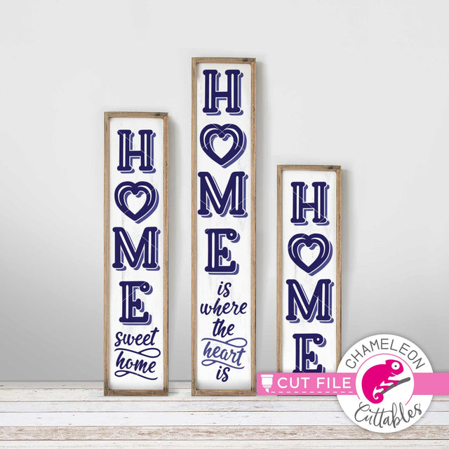 Home is where the Heart is vertical Porch design svg png dxf SVG Chameleon Cuttables 