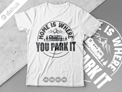 Home is Where You Park It, Class A Motorhome, Camper Home Sign svg, Campsite sign, Camper Trailor Sign, Cut file for silhouette SVG dahukdesign 