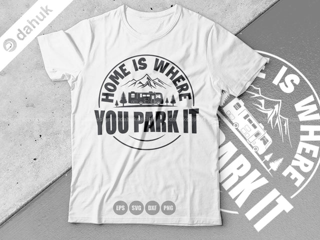 Home is Where You Park It, Class A Motorhome, Camper Home Sign svg, Campsite sign, Camper Trailor Sign, Cut file for silhouette SVG dahukdesign 