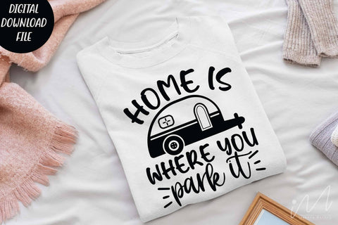 Home is where you park it svg, camp life t shirt, family trip svg, happy camper svg SVG Isabella Machell 