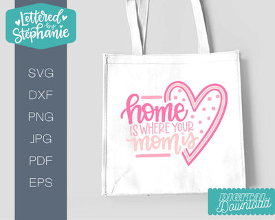 Home is where your mom is svg, mom svg, mother's gift svg SVG Lettered by Stephanie 