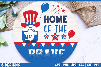 Home of the Brave | Patriotic Round Door Sign SVG SVG TatiStudio 