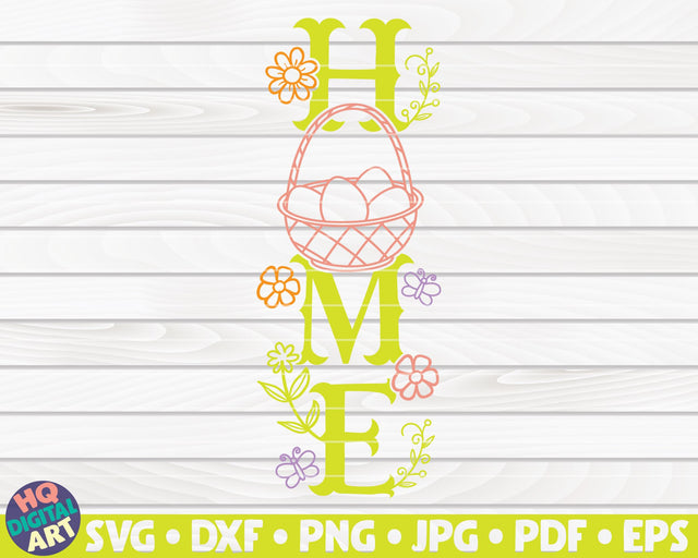 Home Porch Sign with egg basket SVG | Spring/Easter Themed Porch Sign SVG HQDigitalArt 