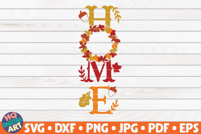 Home Porch Sign with leaves wreath SVG | Fall Themed Porch Sign SVG HQDigitalArt 