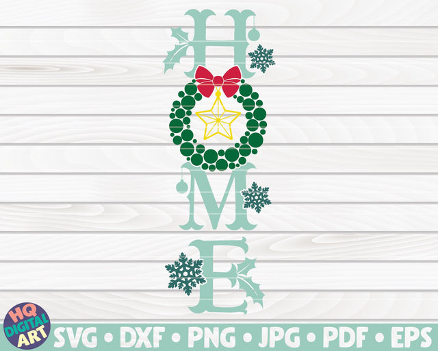 Home Porch Sign with wreath SVG | Winter/Christmas Themed Porch Sign SVG HQDigitalArt 
