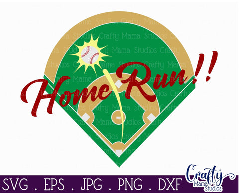 Home Run Svg - Baseball Diamond Svg - Baseball Svg SVG Crafty Mama Studios 