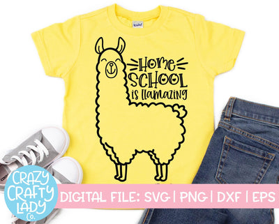 Home School Is Llamazing | Back to School SVG Cut File SVG Crazy Crafty Lady Co. 