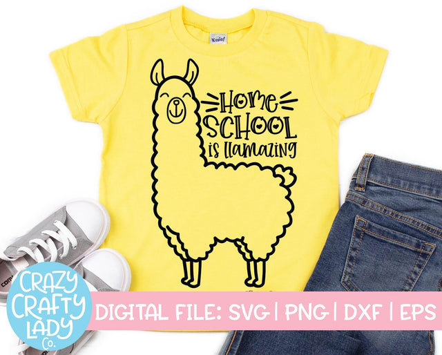 Home School Is Llamazing | Back to School SVG Cut File SVG Crazy Crafty Lady Co. 