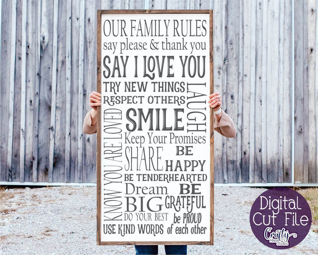 Home Sign Svg, Farmhouse Svg, Family, Family Rules Vertical SVG Crafty Mama Studios 