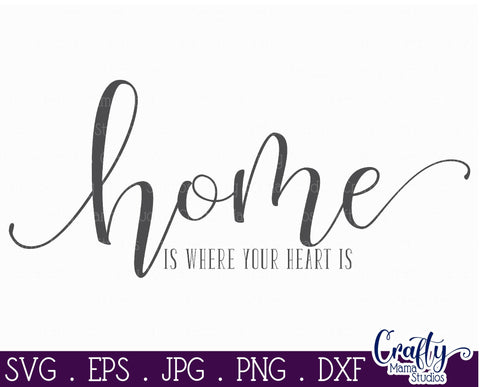 Home Sign Svg, Farmhouse Svg, Home Is Where Your Heart Is SVG Crafty Mama Studios 
