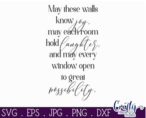 Home Sign Svg, Farmhouse Svg, Irish Blessing, Walls Know Joy SVG Crafty Mama Studios 