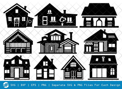 Home SVG Cut Files | Building SVG | House Silhouette Bundle SVG ETC Craft 