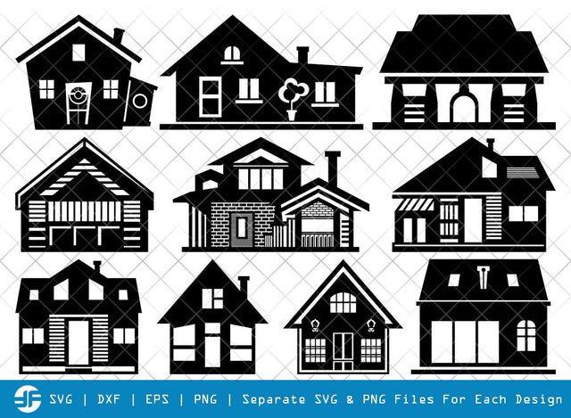Home SVG Cut Files | Building SVG | House Silhouette Bundle SVG ETC Craft 