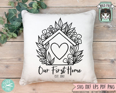 Home SVG file, House Leaves SVG File, House Cut File, Real Estate SVG, New Home SVG, Monogram Frame SVG, Front Door SVG, Birdhouse SVG, Welcome SVG, Heart SVG SVG Wild Pilot 