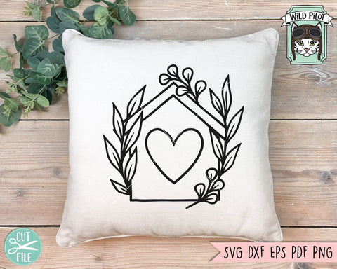 Home SVG File, House Leaves SVG File, House Cut File, Real Estate SVG, New Home SVG, Monogram Frame SVG, Front Door SVG, Birdhouse SVG, Welcome SVG, Heart SVG SVG Wild Pilot 